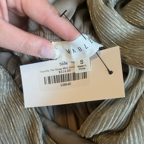 Mable Gold Sparkle Tie Strap Tiered Mini Dress - Picture 6 of 6